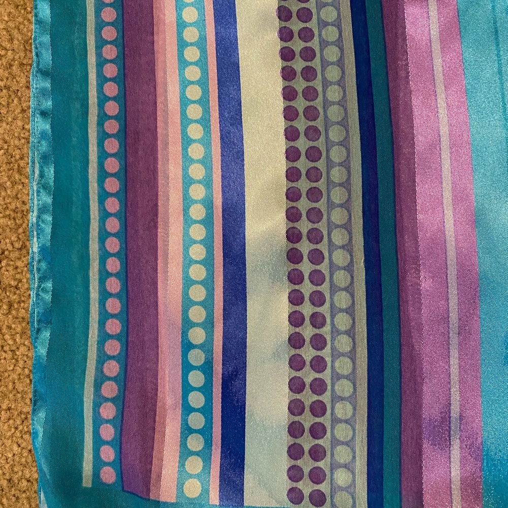 Vintage Striped Polka dot Scarf Aqua and Lavender